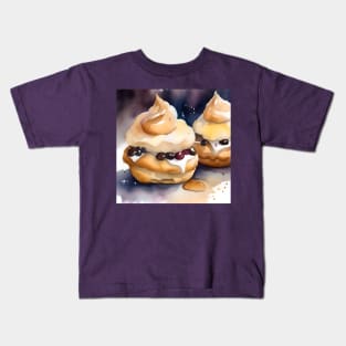 National Cream Puff Day- January 2 - Watercolor Kids T-Shirt